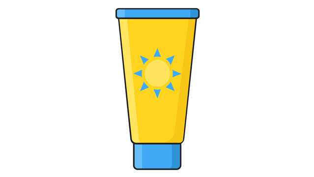 Sunscreen tube vector icon with editable stroke for summer travel and beach vacation skincare, featuring an adjustable stroke weight and customizable line weight illustration on white background.