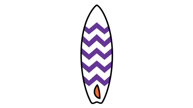Stylish patterned surfboard vector icon illustration with an editable stroke, showcasing a colorful line design for summer beach vacation and surfing themes, featuring adjustable stroke weight for