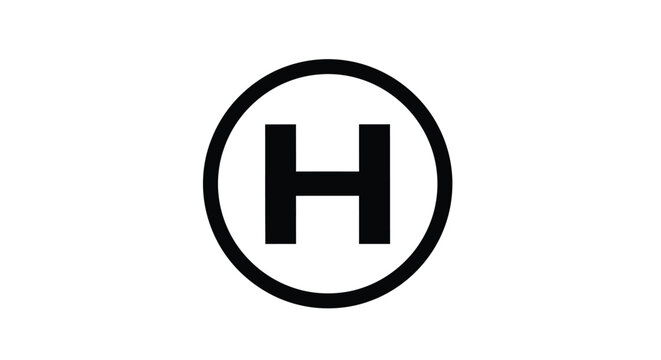 Letter h inside a circle black silhouette high quality professional detailed