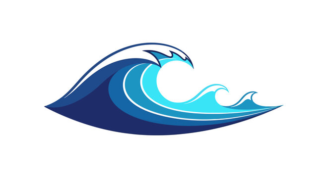 Dynamic illustration of cresting ocean waves in shades of blue and white evoking natural power and marine beauty perfect for summer or adventure themes with a refreshing aquatic feel and a sense