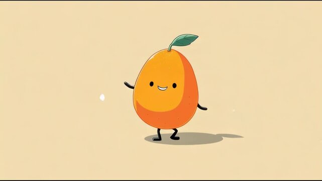 Cute Mango Character Animation Dancing Joyfully.