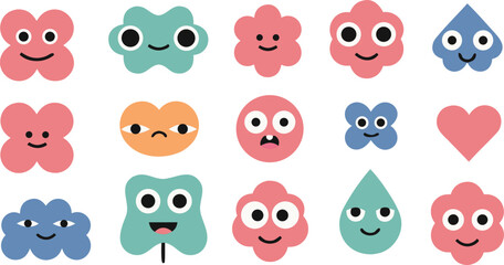 Fototapeta premium Colorful cartoon blob characters with various emotions and shapes