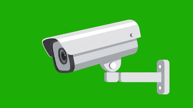 A modern 2D side-view animation of a security camera mounted on a wall. Designed with a clean look, this asset is optimized for easy chroma key compositing, making it perfect for safety-themed videos,
