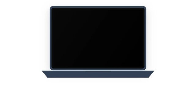 Sleek minimalist laptop illustration with a blank screen, perfect for technology concepts, digital work, and modern device representation
