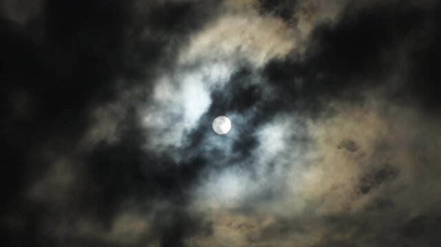 Sun and clouds in a cloudy day.Time Lapse