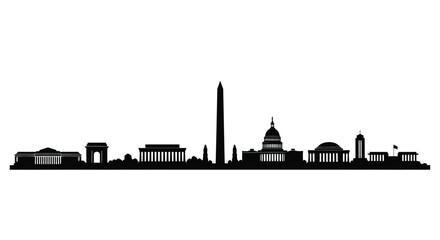 Washington dc skyline silhouette against a white background silhouette high quality © sefali