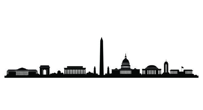 Washington dc skyline silhouette against a white background silhouette high quality