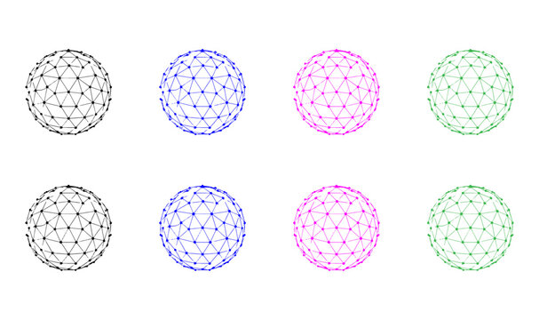 Blue line element for a wireframe sphere. Polygonal style