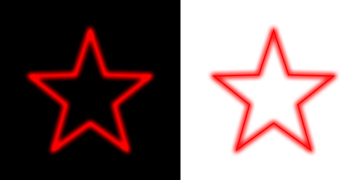 Glowing red neon star symbol. Light neon, Star light
