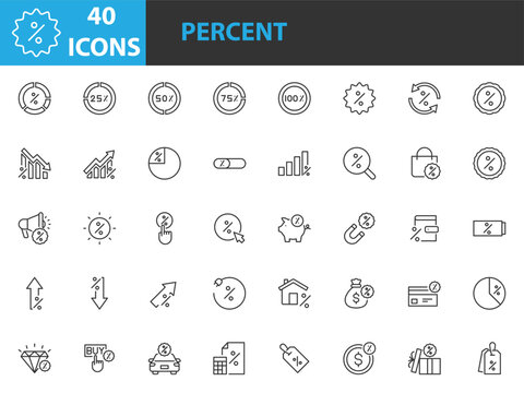 set of percent icons, discount promotion, financial statistic