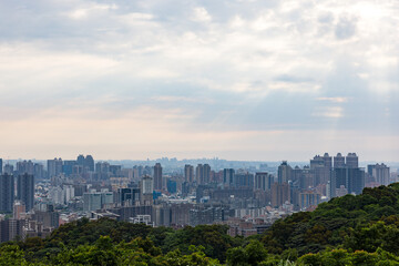 Fototapeta premium City view with many tall buildings in Taoyuan of Taiwan