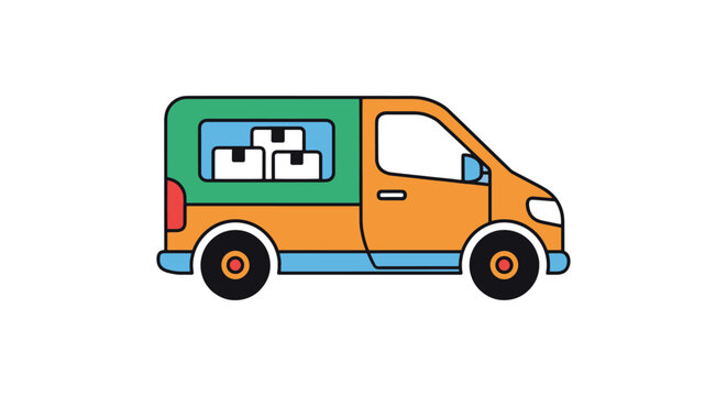 Electric delivery van with pac abstract pattern illustration vector.eps