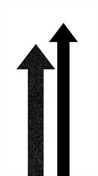 Two black upward arrows on a white background simple directional signage