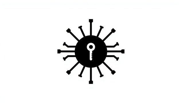 Key inside virus icon black silhouette on a white background high quality