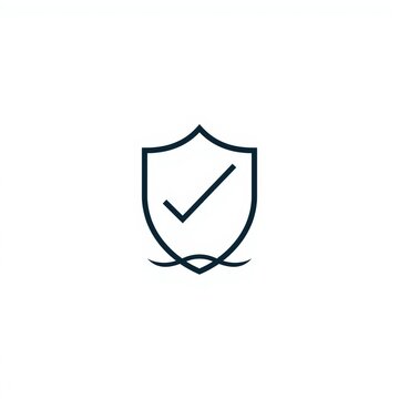 Shield with checkmark icon line art security symbol on a white background