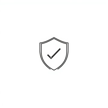 Shield with check mark icon linear style on a white background