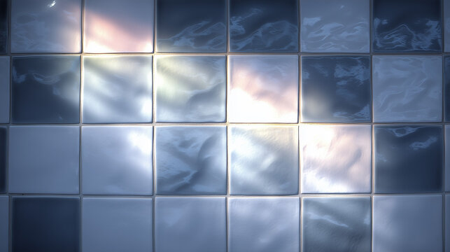 Glossy blue ceramic square tile wall texture