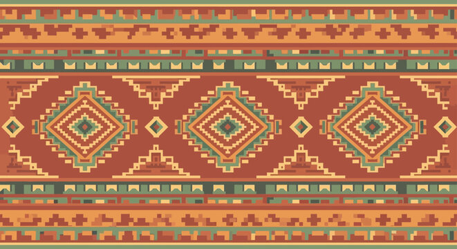 vibrant southwestern aztec woven patterns with traditional tribal geometric textile design for decorative backgrounds.