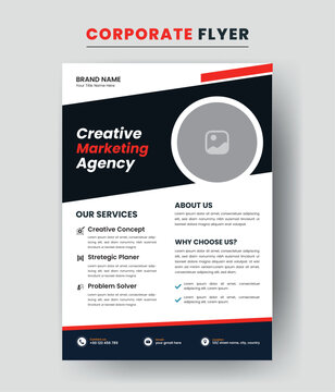 Professional Corporate Business Flayer Design. Marketing Abstract Flyer. Modern One Pager Template