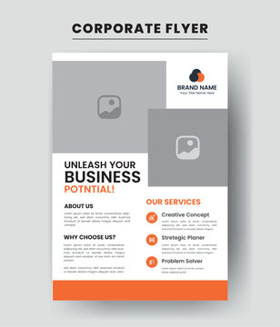 Professional Corporate Business Flayer Design. Marketing Abstract Flyer. Modern One Pager Template