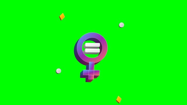 Female Gender Symbol with Equality Sign Animation on Green Screen