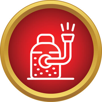 Air pump icon providing oxygen for fish tank in a red circle