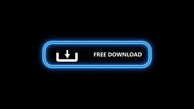 Glowing neon a beautiful lightning download icon with text free download on transparent background.Lighting download icon.