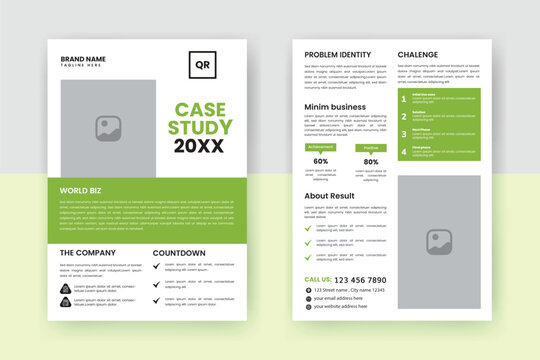 Case Study Layout Flyer. Minimalist Business Report with Simple Design.