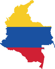 Obraz premium Map of colombia with national flag colors