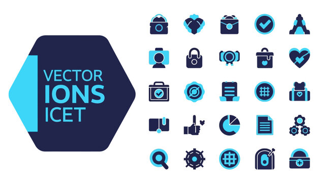 Vector Icons Set for Business, Finance, and Technology with Various Graphic Elements