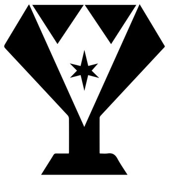 Solid black filled icon of a value gem volunteer precious symbol with star on white background