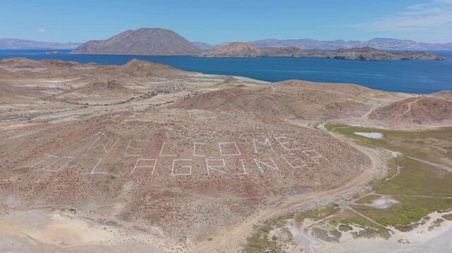 Welcome sign at La Gringa along the Bahia De Los Angeles in Baja California Mexico enjoying the sea and desert.