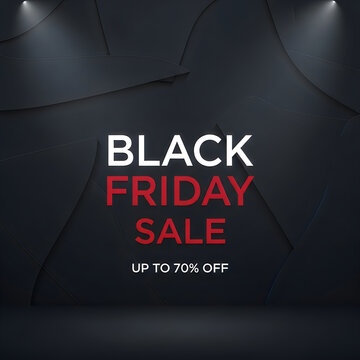 Black friday sale advertisement with up to 70% off offer save money discount