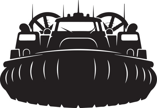 Airboat, hovercraft, vehicle, transportation, black silhouette, vector