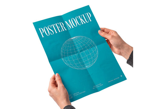 Paper Poster Mockup In Hand