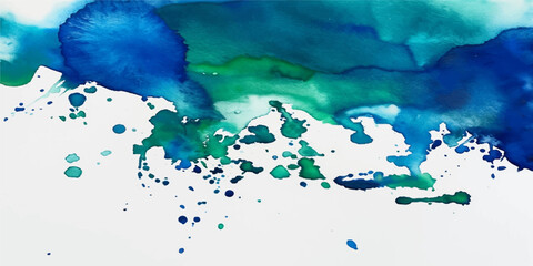 A vibrant blue water splash creates an abstract world map illustration on a grunge paper texture, blending art and geography to depict the Earth's oceans and continents © Alpha Designs