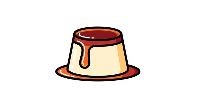 Delicious Caramel Custard Pudding Dessert Illustration.