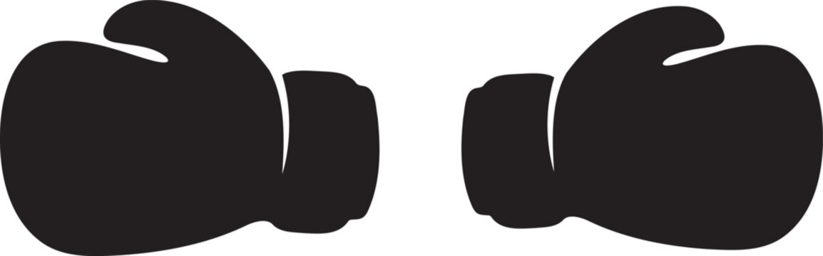 Boxing gloves silhouette vector illustration pair of sport fight equipment isolated on white background kickboxing training icon martial arts competition gear combat exercise symbol fitness strength p