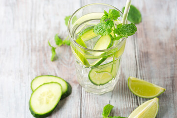 Fototapeta premium Infused water with fresh citrus fruits and ice