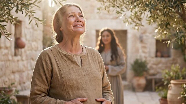 Joyful Elizabeth Experiencing Miracle of John the Baptist in Womb