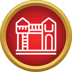 Fototapeta premium Castle icon representing safety, history, and ancient architecture within a red circle