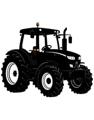 Naklejka premium A black silhouette of a tractor against a white background