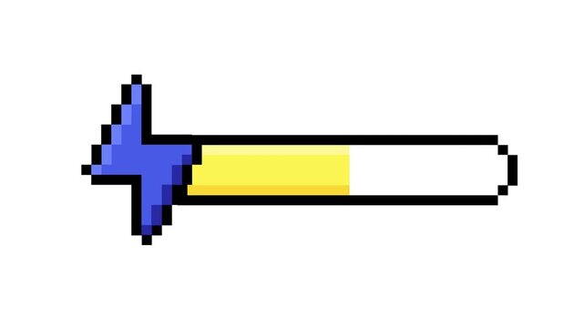 Dynamic retro pixel art progress bar featuring a charged lightning bolt, illustrating power levels and digital advancement concept