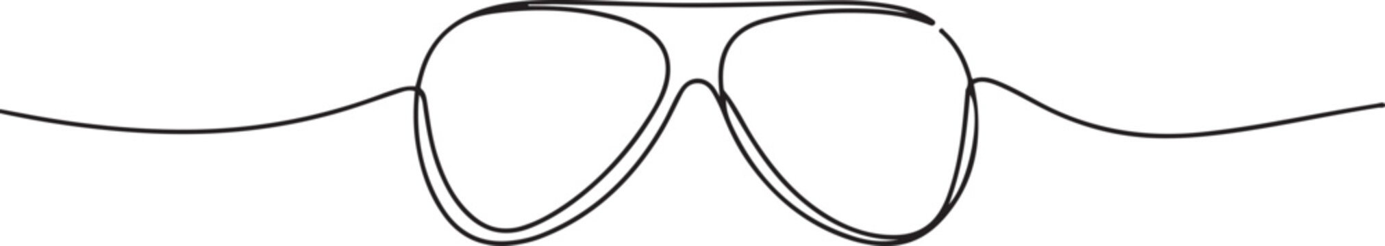  Sunglasses continuous single line art and isolated outline vector design. one line Icon drawing