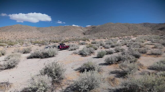 Watch teardrop camper and SUV navigate trails in Anza Borego Desert State Park and BLM Prune Canyon during a sunny day adventure