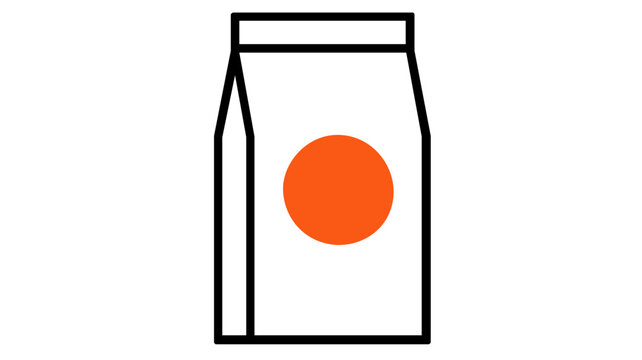 Creative and colorful line vector icon of a specialty coffee bean bag, ideal for cafe menus, barista equipment illustrations, and modern coffee packaging design on a clean white background.