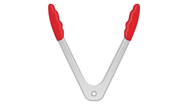 Professional kitchen tongs vector icon featuring a colorful line art design with an editable stroke, perfect for culinary branding, cooking apps, and restaurant menus on a white background.