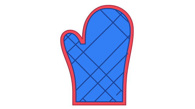 High quality quilted oven mitt vector icon featuring an editable stroke, colorful line illustration for kitchen safety and cooking themes, versatile graphic element for culinary web design.