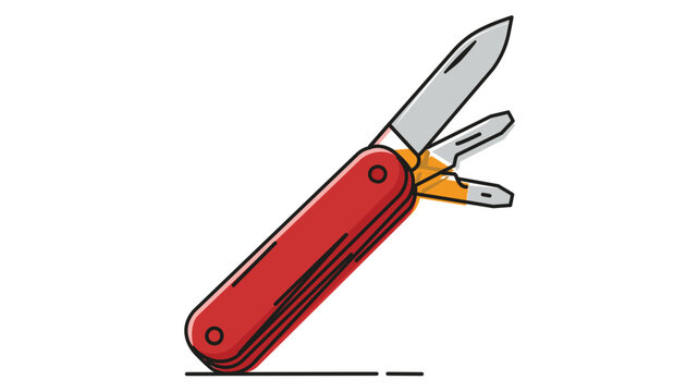 Professional multi tool pocket knife vector icon with editable stroke colorful line illustration for outdoor camping adventure and hiking survival equipment isolated on white background design