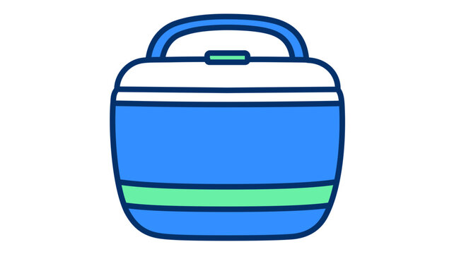 Portable hard plastic cooler featuring editable stroke vector icon illustration, colorful minimalist line design for outdoor camping and hiking adventures, isolated on white background storage.